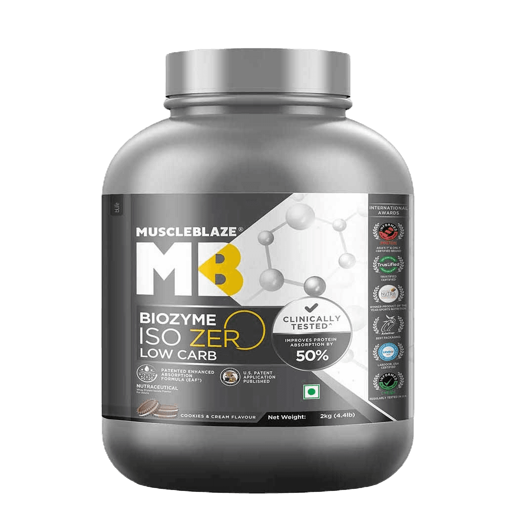 MuscleBlaze Biozyme Iso-Zero Low Carb | 2 Kg | Cookies and Cream