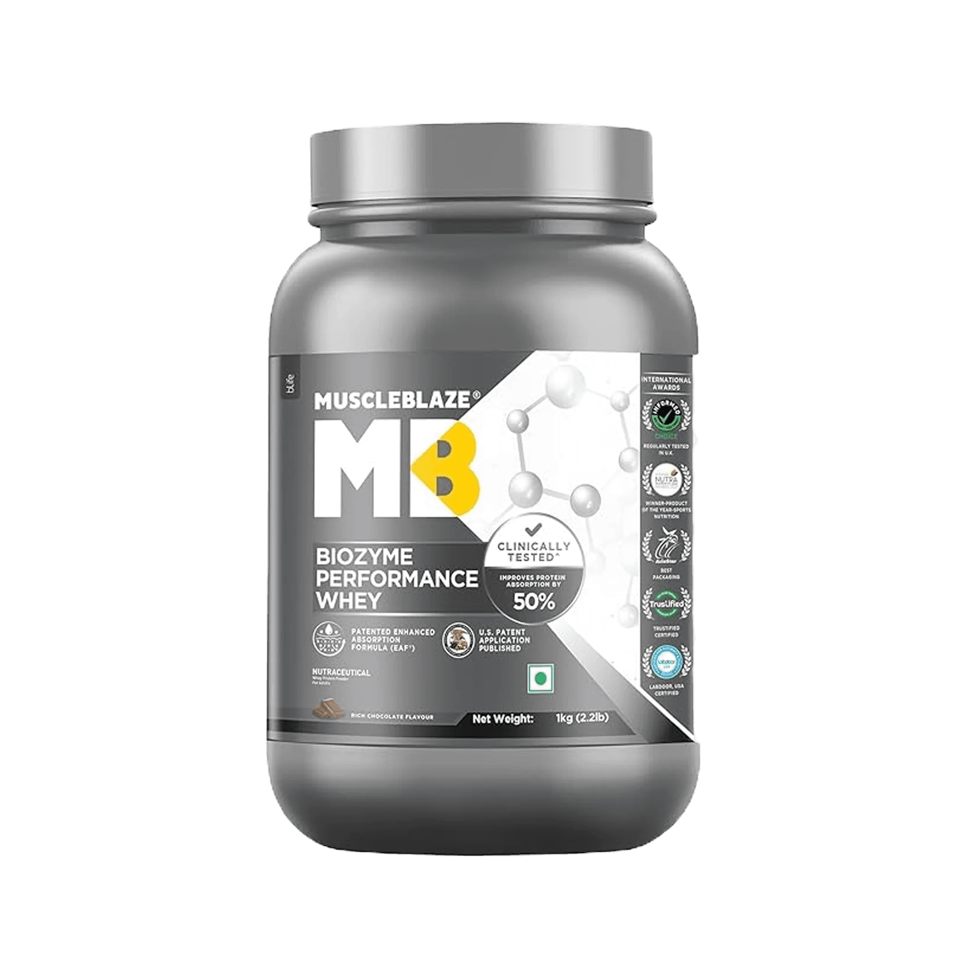 MuscleBlaze Biozyme Performance Whey | 1 Kg | Rich Chocolate