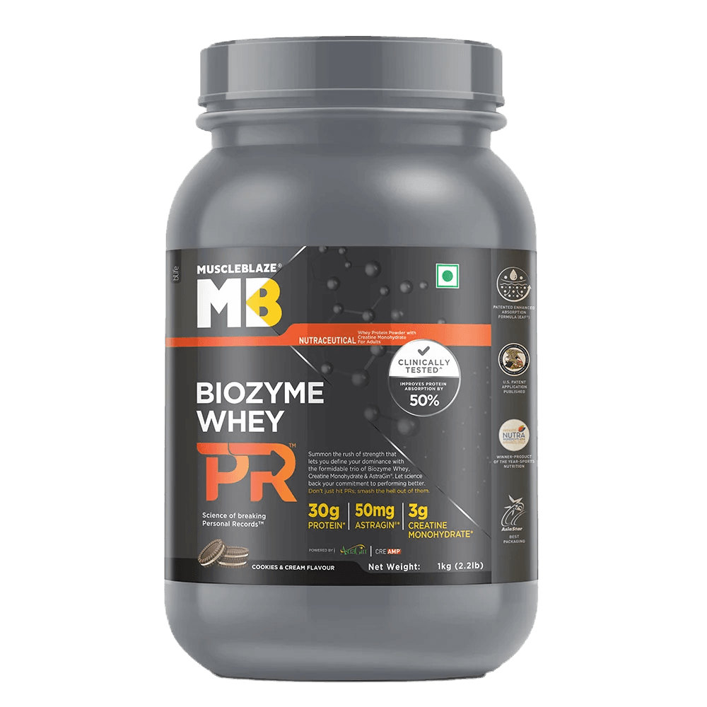 MuscleBlaze Biozyme Whey PR | 1 Kg | Cookies and Cream