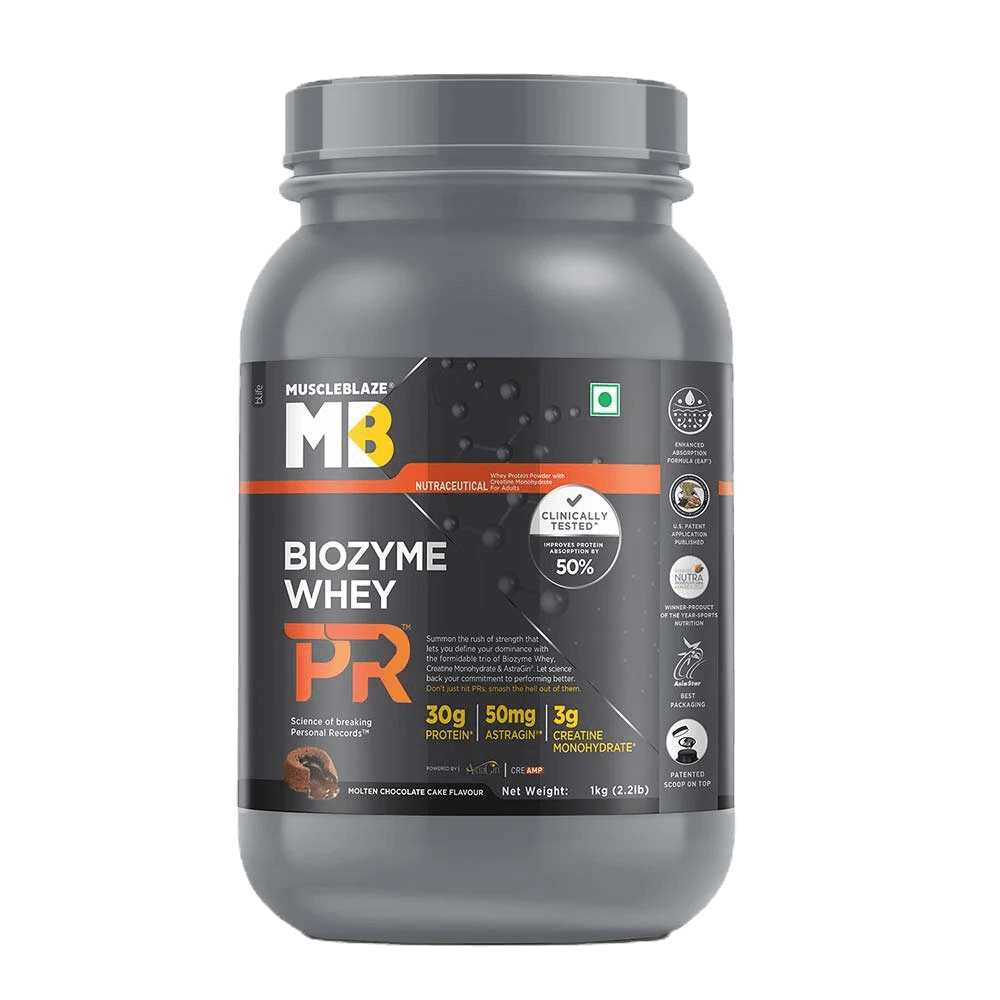 MuscleBlaze Biozyme Whey PR | 1 Kg | Molten Chocolate Cake