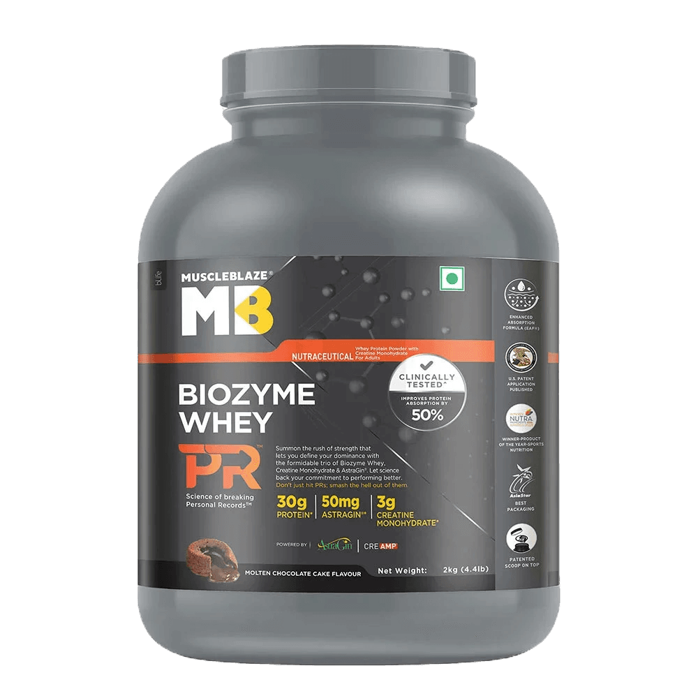 MuscleBlaze Biozyme Whey PR | 2 Kg | Molten Chocolate Cake