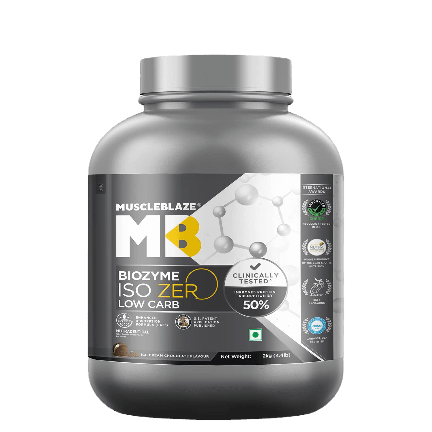 MuscleBlaze Iso-Zero 100% Whey Isolate | 2 Kg | Ice Cream Chocolate