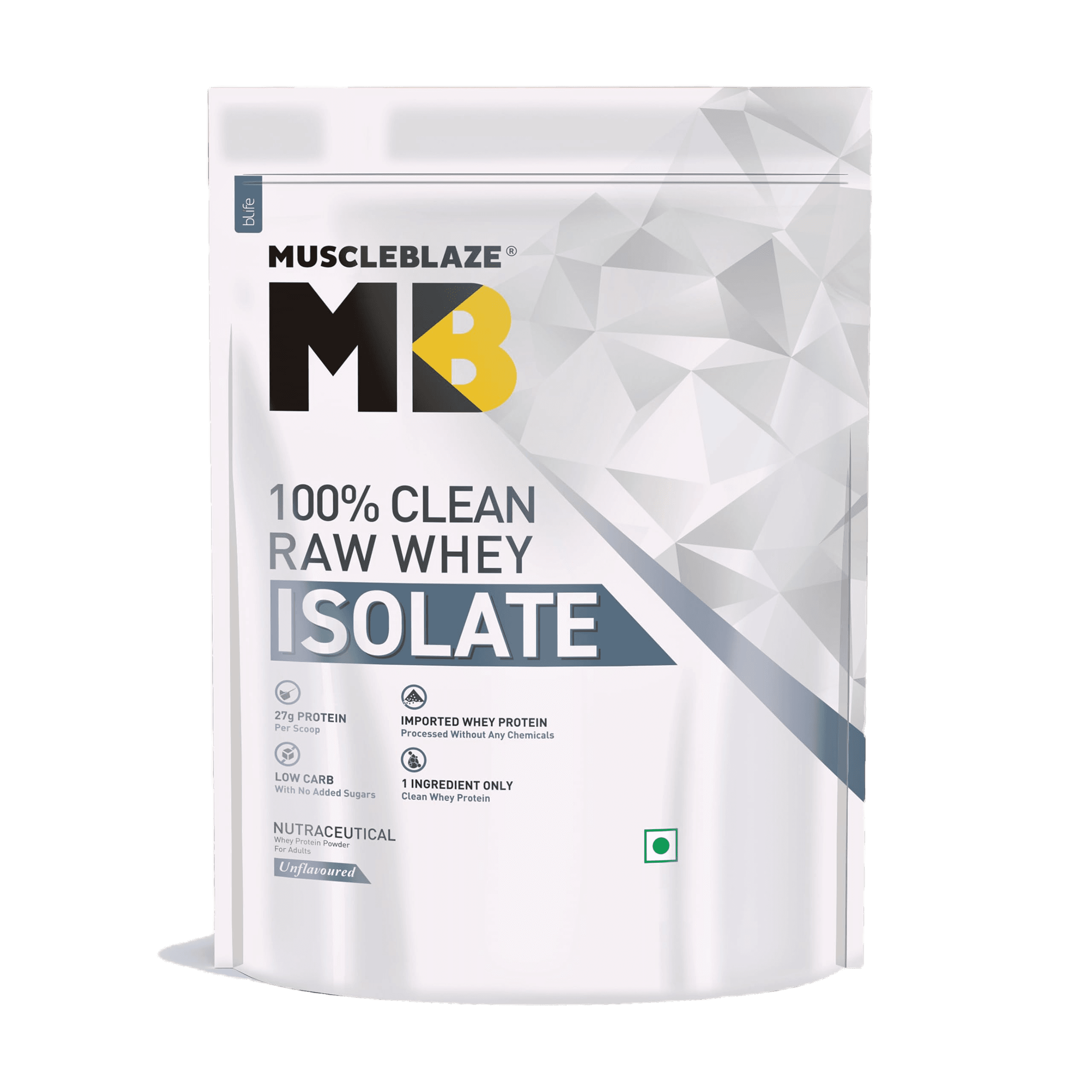MuscleBlaze Raw Whey Isolate 100% Clean Whey | 1 kg | Unflavoured